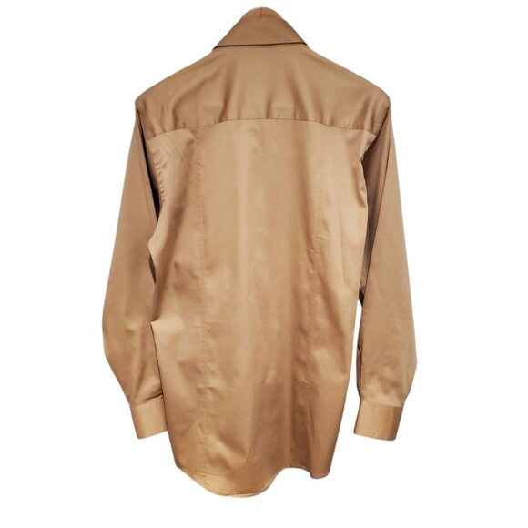 Calvin Klein Men’s Dress Shirt Size 14 1/2 Beige Button Up Long Sleeve - Picture 7 of 8